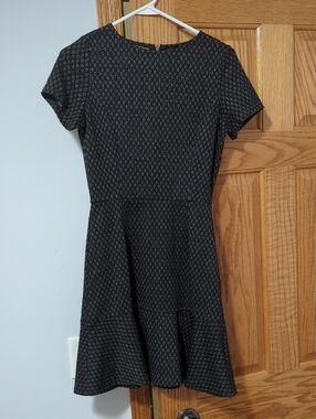 Aqua Black Mini Fit & Flare Dress with Subtle Texture